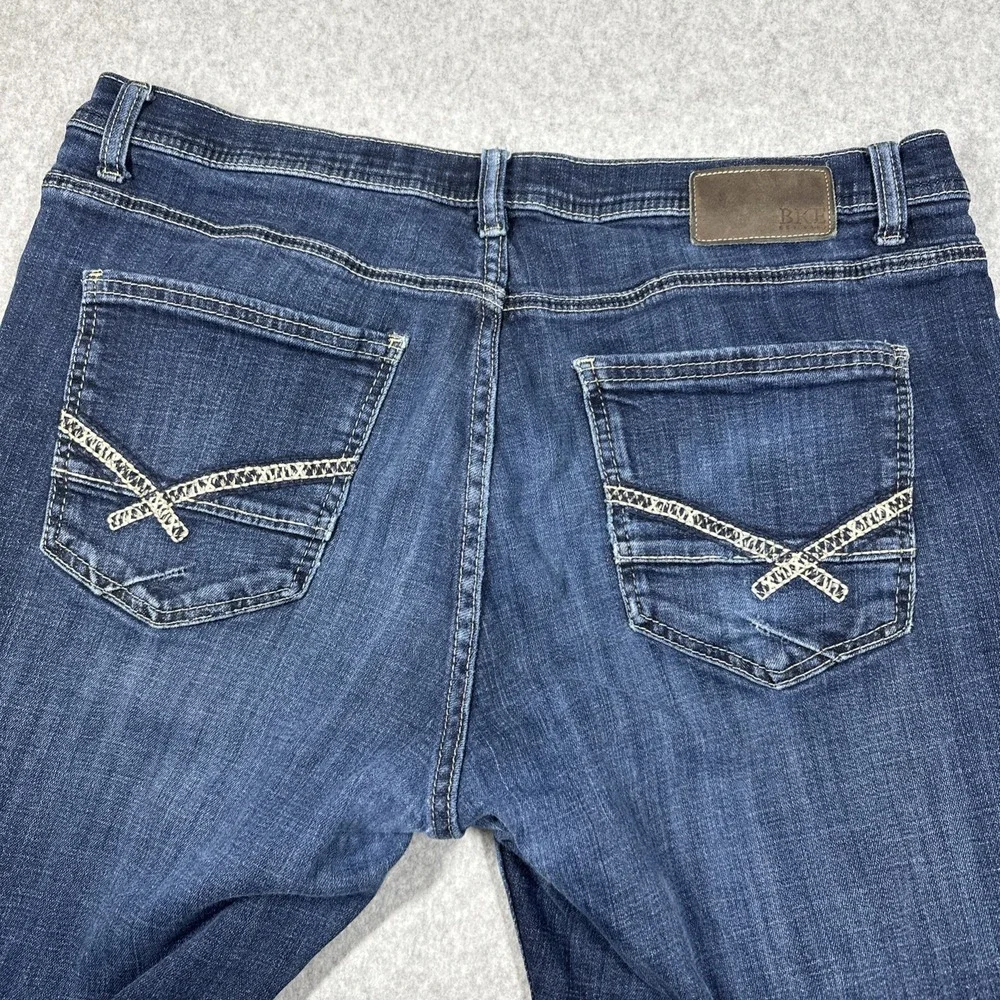 BKE Nolan Straight Leg Men's 36x34 Jeans Stretch Dark Wash Whiskered Fade